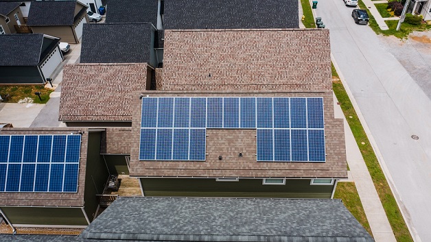 flat roof with solar panels